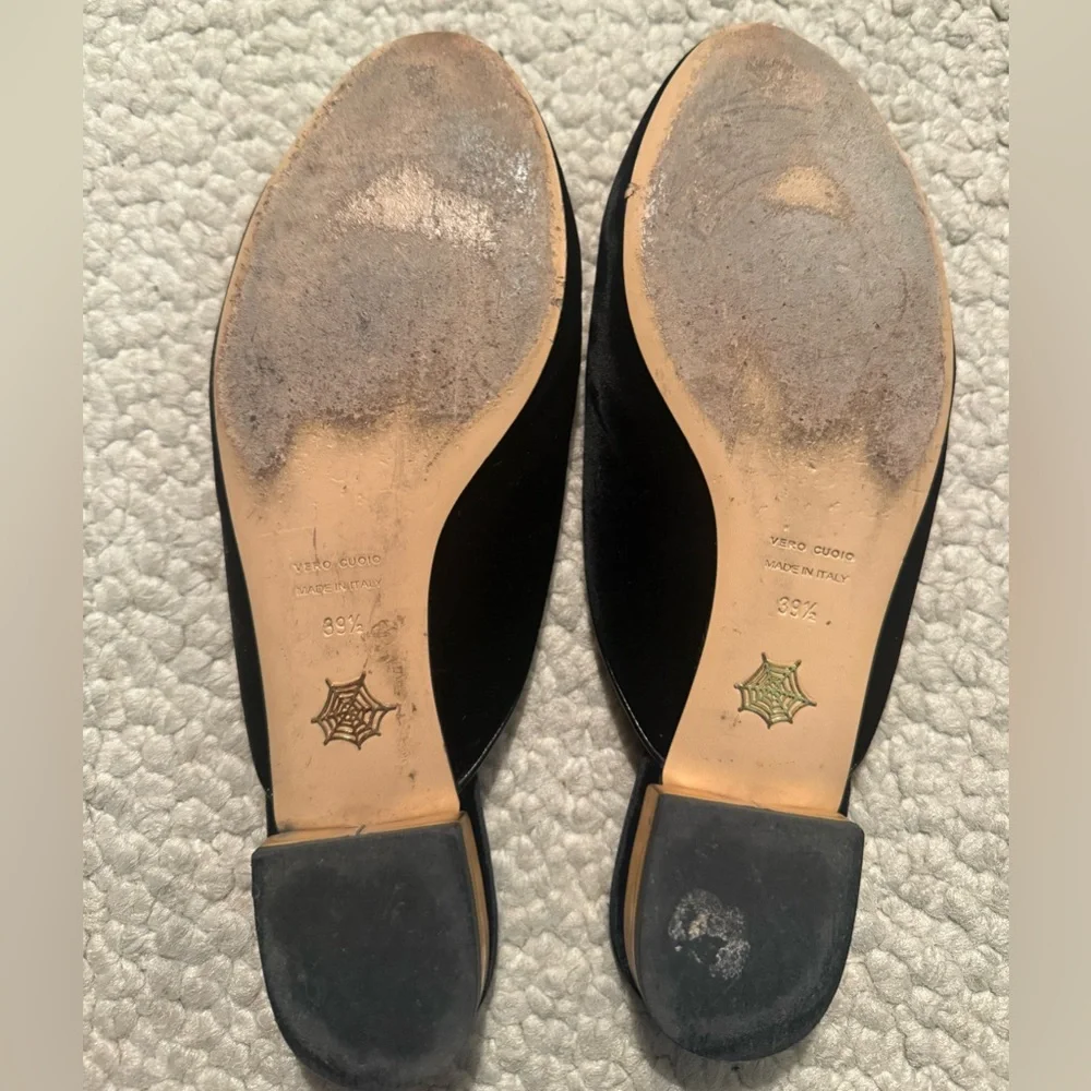 Charlotte Olympia Black Velvet Kitty Mules - Picture 3 of 3